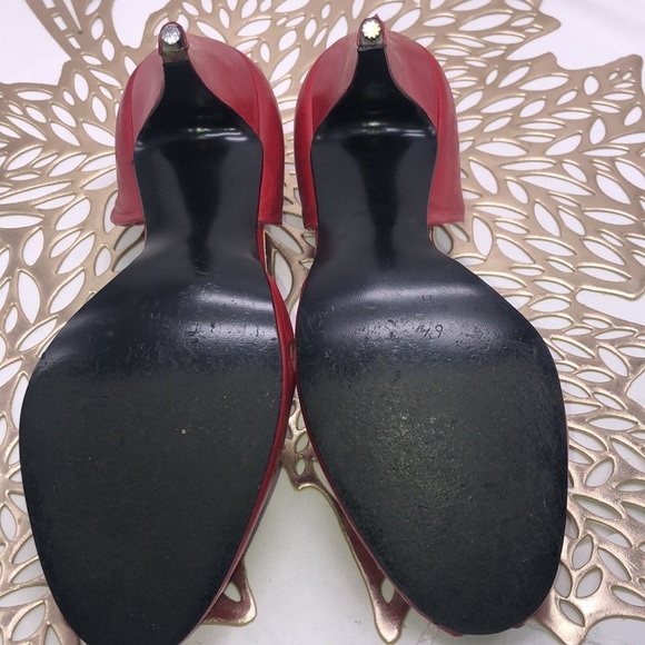 VINTAGE Buskens Made in Spain Polka Dot Peep Toe Red Heels Size 6.5 - Picture 10 of 12
